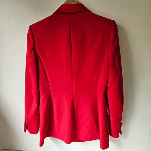ZARA Red Tuxedo Blazer Satin Collar Jacket Sz M Double Breasted Party 7906/783 - Picture 9 of 10